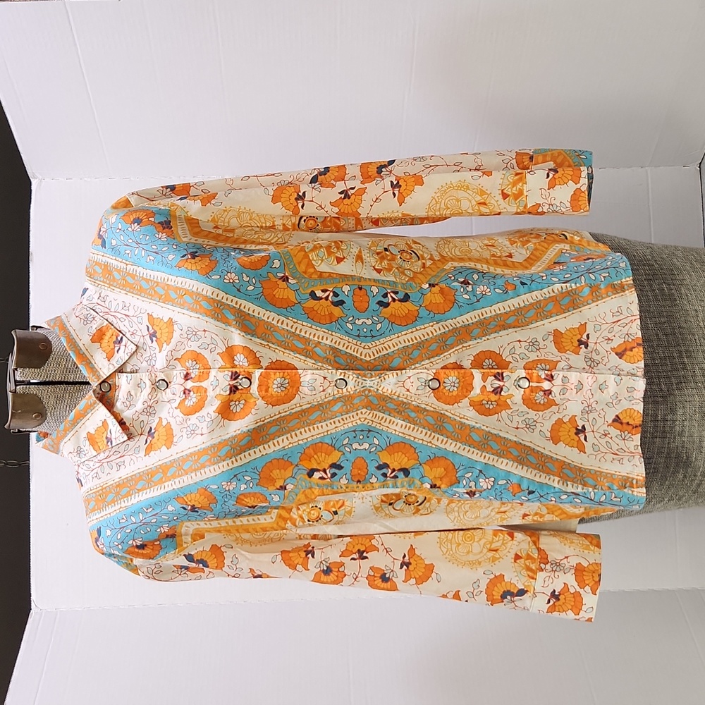 Vintage pearl snap cotton blouse